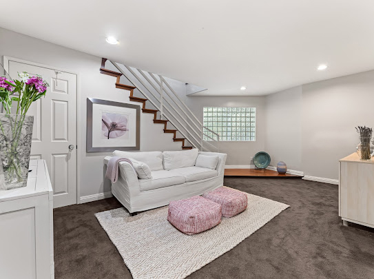 Primary suite with canyon-facing windows at Quail Drive, Mount Washington