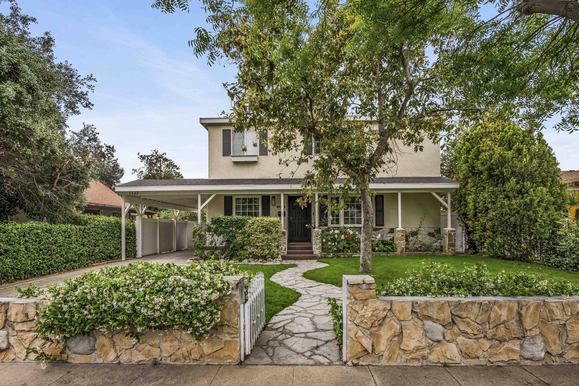 Front exterior of Rose House, a furnished 4-bedroom home with detached ADU in Magnolia Park, Burbank